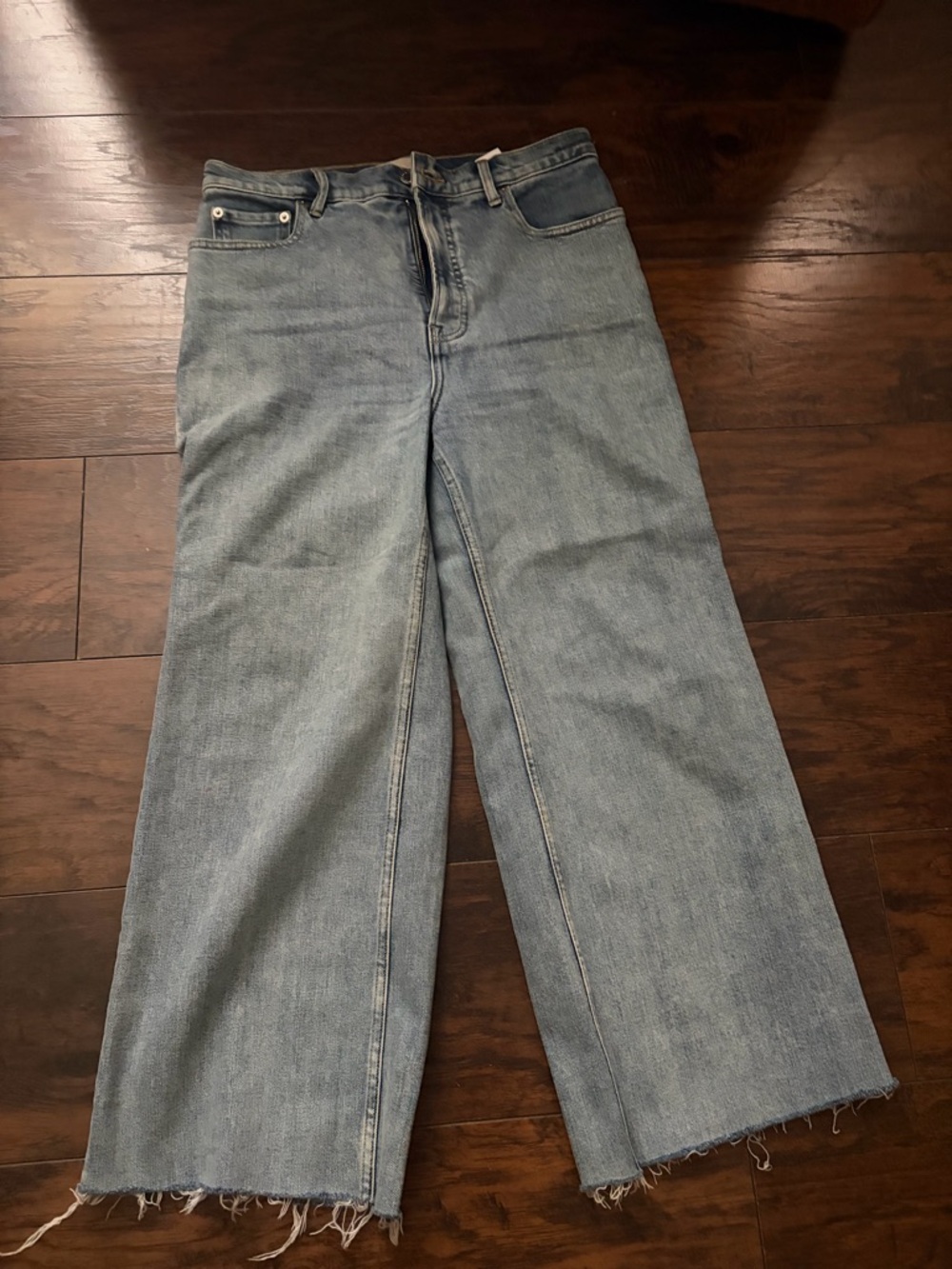 Everlane Raw-Hem Wide Leg Jeans in Light Blue